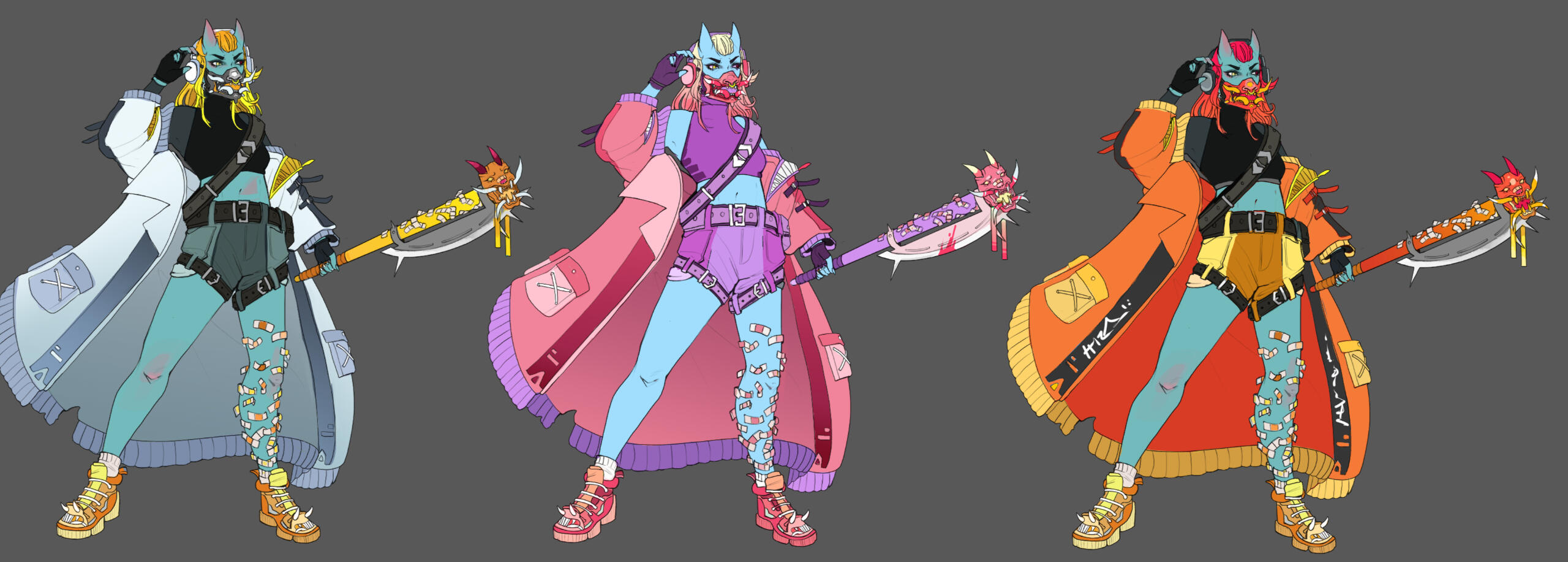 Blue Oni Girl color concepts